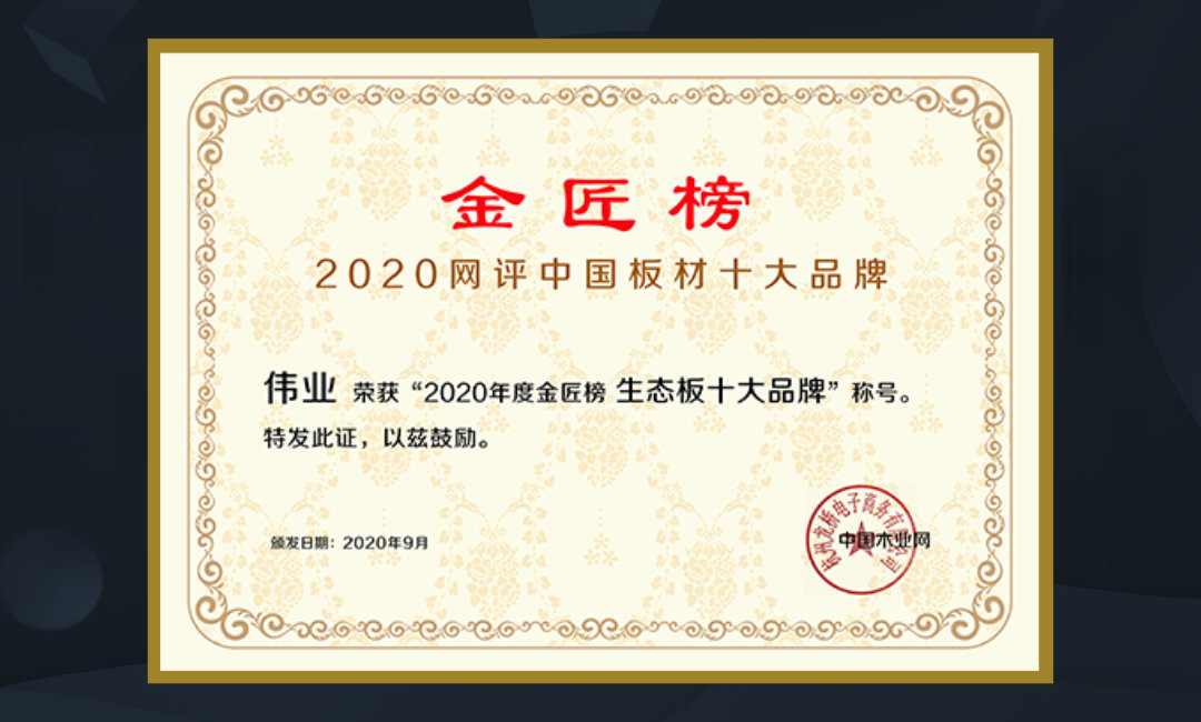 重磅年度盤點|偉業(yè)牌板材2020年度榮譽&大事記